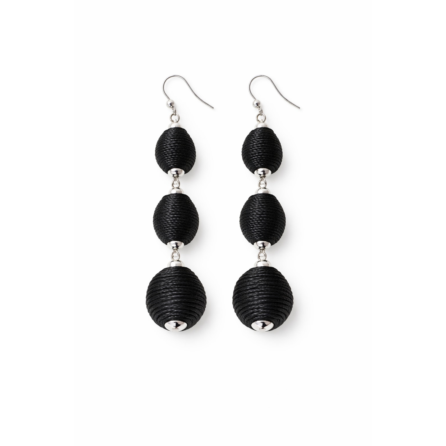 Lydell New York Black Wrapped Bead Drop Earrings | Business Casual | Nwt